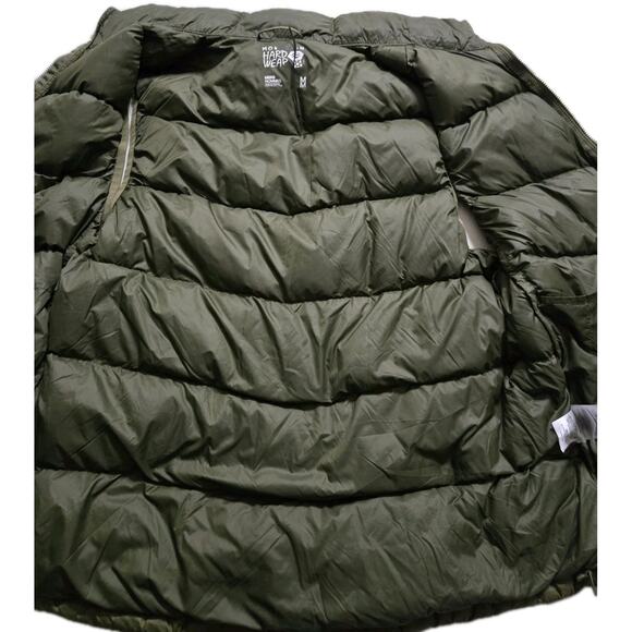 Mens Mountain Hardwear Green Down Vest Zipper Pockets Medium Olive/Green EUC - Picture 14 of 14